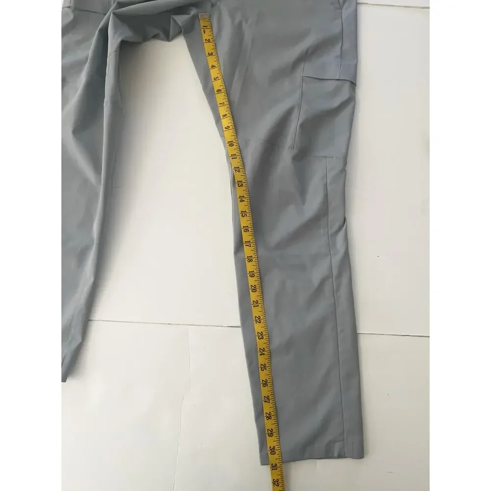 Lululemon Fixed Waist Pants Men 31 Gray Rain Hiking Elastic Waist Cargo Pockets